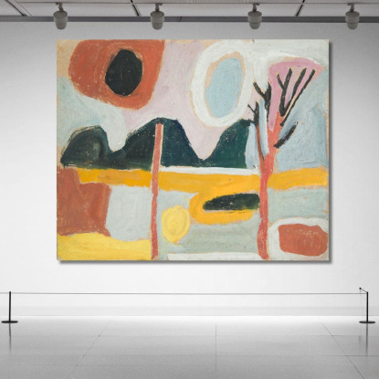 Paesaggio Stilizzato Con Un Albero Sasza Blonder sbl33 quadro stampato su tela