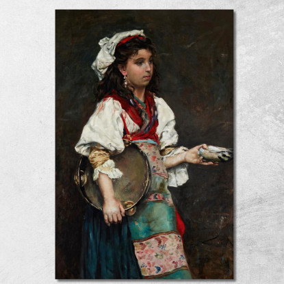 Gypsy Girl Si Intitola Anche Spanish Girl Julius Leblanc Stewart jls7 quadro stampato su tela