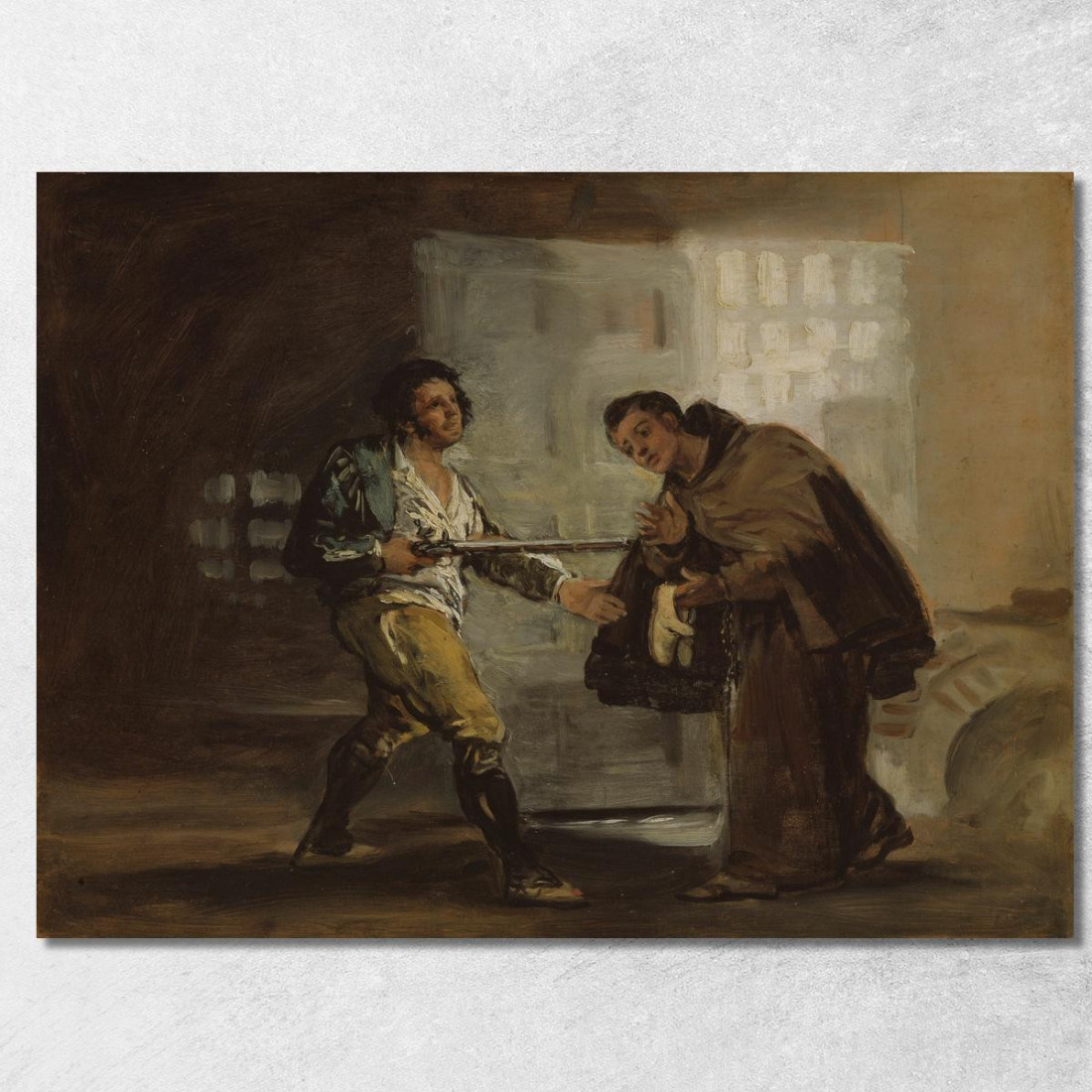 Friar Pedro Offers Shoes To El Maragato And Prepares To Push Aside His Gun Francisco de Goya canvas print