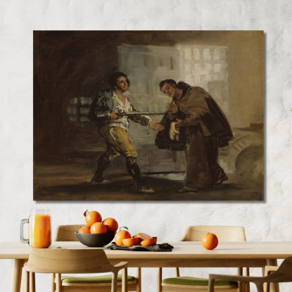 Friar Pedro Offers Shoes To El Maragato And Prepares To Push Aside His Gun Francisco de Goya canvas print
