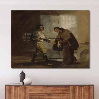 Friar Pedro Offers Shoes To El Maragato And Prepares To Push Aside His Gun Francisco de Goya canvas print