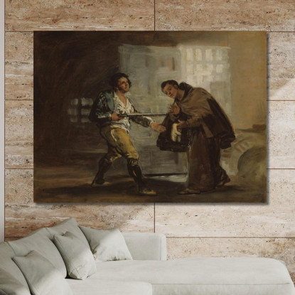 Frate Pedro Offre Le Scarpe A El Maragato E Si Prepara A Mettere Da Parte La Sua Pistola Francisco de Goya quadro stampato su te