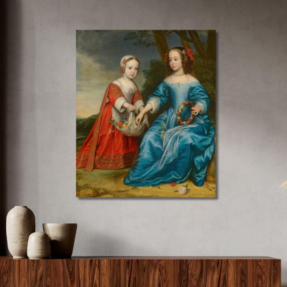 Double Portrait Du Prince Willem Iii Et De Sa Tante Maria, Princesse D'Orange, Enfants Gerard van Honthorst tableau impression s
