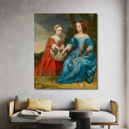Double Portrait Du Prince Willem Iii Et De Sa Tante Maria, Princesse D'Orange, Enfants Gerard van Honthorst tableau impression s
