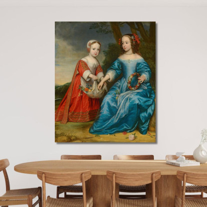 Double Portrait Du Prince Willem Iii Et De Sa Tante Maria, Princesse D'Orange, Enfants Gerard van Honthorst tableau impression s