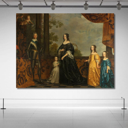 Friedrich Heinrich, Seine Gemahlin Amalia Von Solms Und Ihre Drei Jüngsten Töchter Gerard van Honthorst drucken auf leinwand