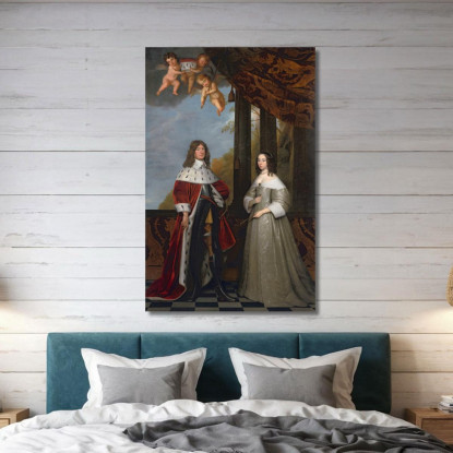 Portrait Of Friedrich Wilhelm Elector Of Brandenburg And His Wife Louise Henriette Countess Of Orange-Nassau Gerard van Honthors