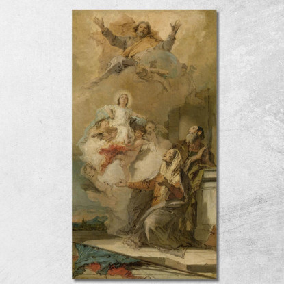 Die Unbefleckte Empfängnis Joachim Und Anna Empfangen Die Jungfrau Maria Von Gott Dem Vater Giovanni Battista Tiepolo drucken au