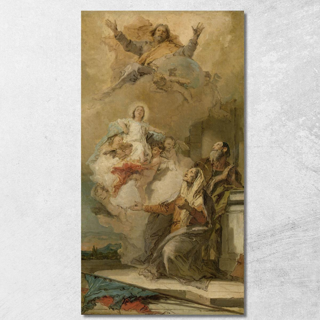 Die Unbefleckte Empfängnis Joachim Und Anna Empfangen Die Jungfrau Maria Von Gott Dem Vater Giovanni Battista Tiepolo drucken au