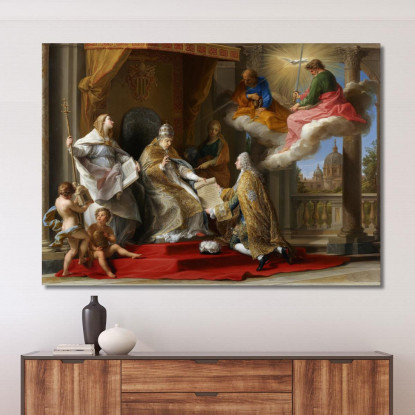 Papa Benedetto Xiv Presenta L'Enciclica Ex Omnibus Al Conte Di Stainville E Poi Duc De Choiseul Pompeo Batoni quadro stampato su