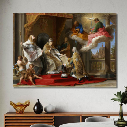 Papa Benedetto Xiv Presenta L'Enciclica Ex Omnibus Al Conte Di Stainville E Poi Duc De Choiseul Pompeo Batoni quadro stampato su