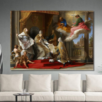 Papa Benedetto Xiv Presenta L'Enciclica Ex Omnibus Al Conte Di Stainville E Poi Duc De Choiseul Pompeo Batoni quadro stampato su