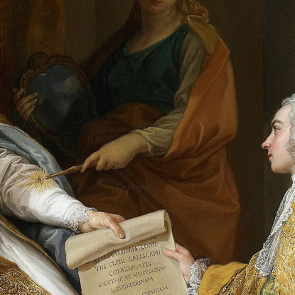 Pope Benedict Xiv Presenting The Encyclical Ex Omnibus To The Comte De Stainville Later Duc De Choiseul Pompeo Batoni canvas pri