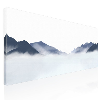 Quadro Paesaggio Astratto Paesaggio Montuoso Nebbioso Blu E Bianco Minimalista  abl9 quadro stampato su tela