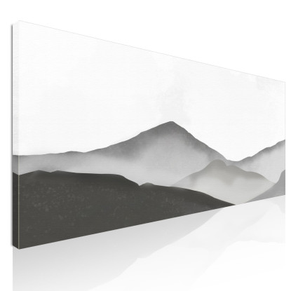 Quadro Paesaggio Astratto Paesaggio Montuoso Nebbioso Grigio E Bianco Minimalista  abl10 quadro stampato su tela