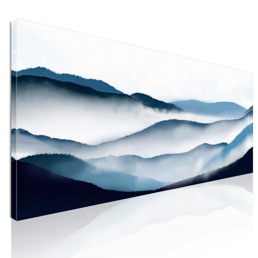 Quadro Paesaggio Astratto Arte Paesaggio Montuoso Blu Con Nebbia E Colline  abl13 quadro stampato su tela