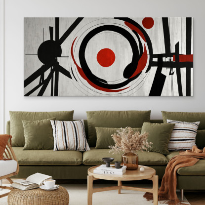 Quadro Forme Astratte Equilibrio Di Colori E Linee Rosso Nero E Grigio absh17 quadro stampato su tela