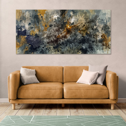 Quadro Forme Astratte Esplosione Di Colori Giallo Blu Grigio  absh18 quadro stampato su tela