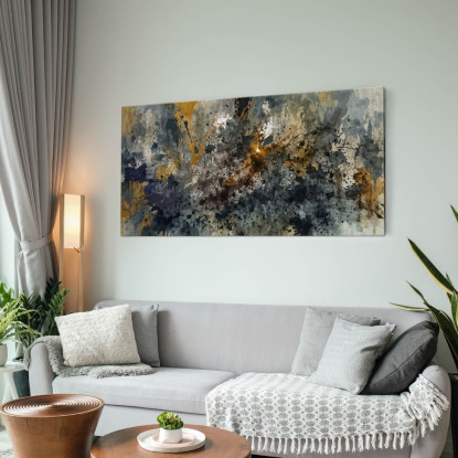 Quadro Forme Astratte Esplosione Di Colori Giallo Blu Grigio  absh18 quadro stampato su tela