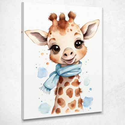 Quadro Per Neonato Decorazione Per Cameretta Giraffa Con Sciarpa Azzurra  bana9 quadro stampato su tela