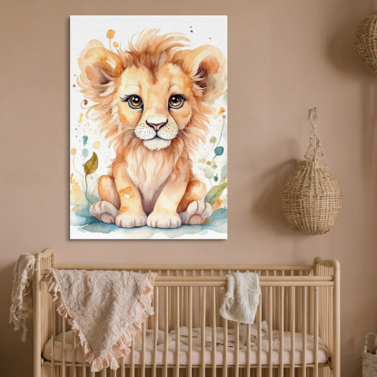 Quadro Per Neonato Decorazione Cameretta Cucciolo Di Leone Con Sguardo Dolce  bana19 quadro stampato su tela