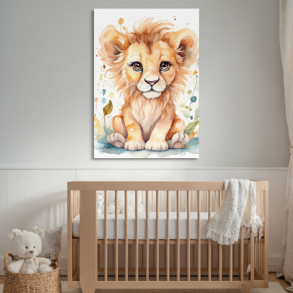 Quadro Per Neonato Decorazione Cameretta Cucciolo Di Leone Con Sguardo Dolce  bana19 quadro stampato su tela