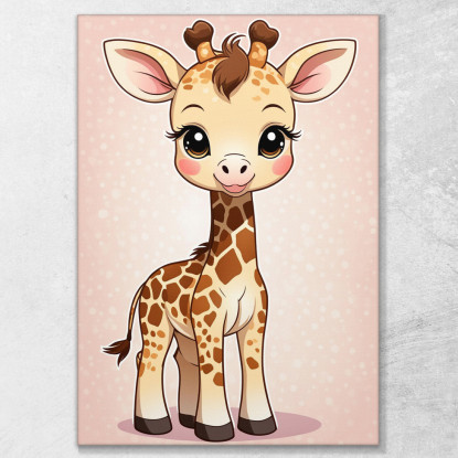 Quadro Per Nursery Decorazione Cameretta Piccola Giraffa Felice  banb1 quadro stampato su tela