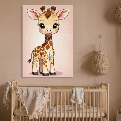 Quadro Per Nursery Decorazione Cameretta Piccola Giraffa Felice  banb1 quadro stampato su tela