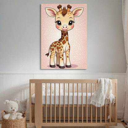 Quadro Per Nursery Decorazione Cameretta Piccola Giraffa Felice  banb1 quadro stampato su tela