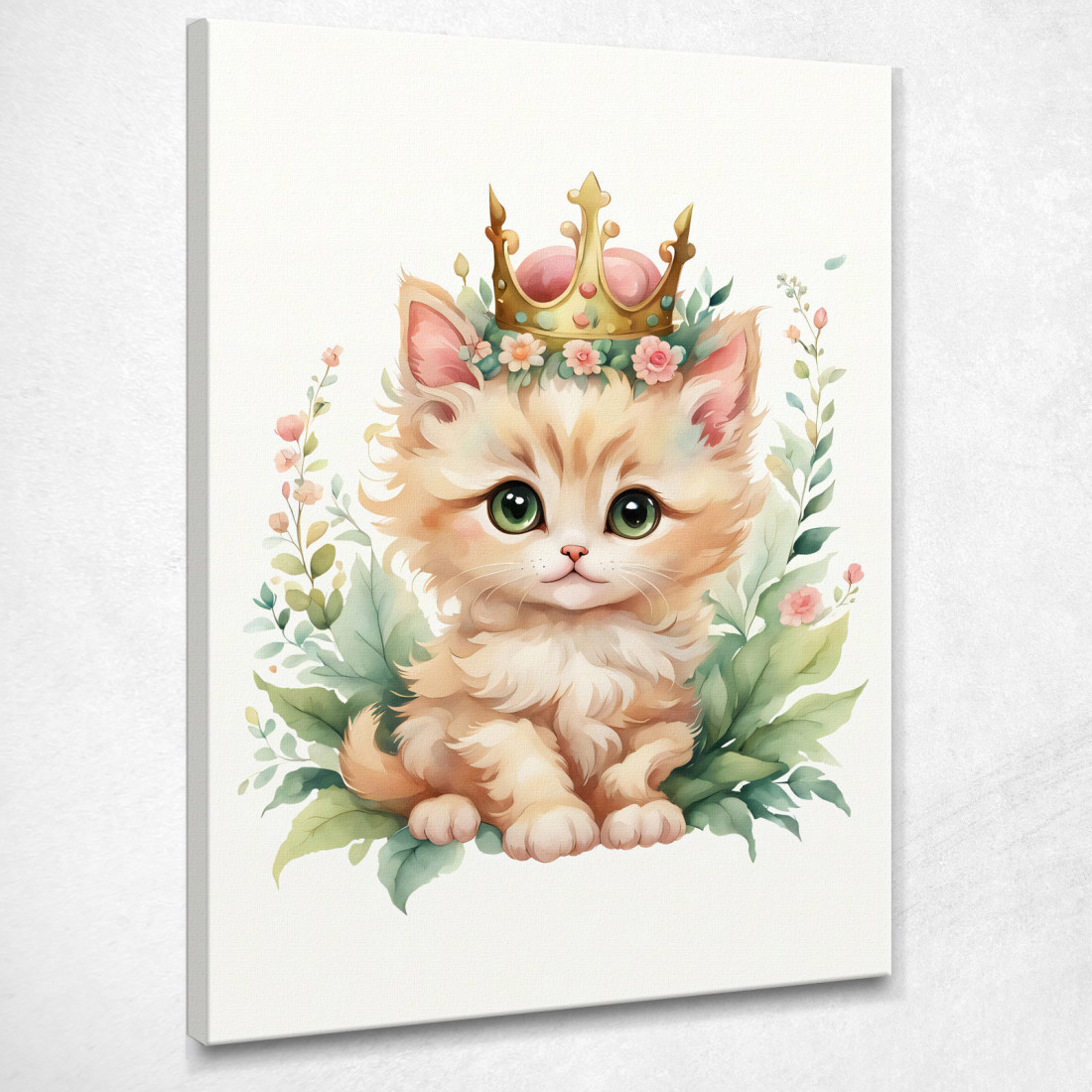 Quadro Per Bimba Decorazione Per Cameretta Gattino Con Corona Reale  banb13 quadro stampato su tela