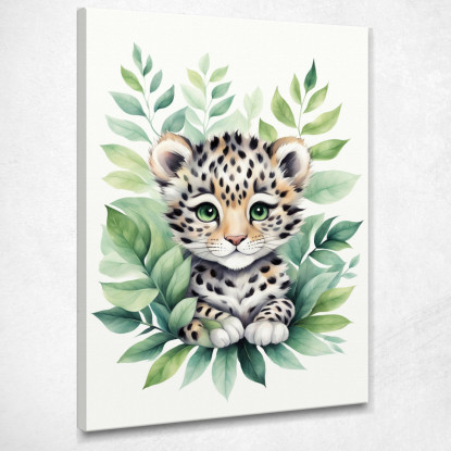 Quadro Per Neonato Decorazione Cameretta Baby Leopardo Con Occhi Verdi  banb19 quadro stampato su tela