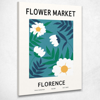 Quadro Boho Chic Minimal Illustrazione Mercato Dei Fiori Firenze Con Margherite  bho8 quadro stampato su tela