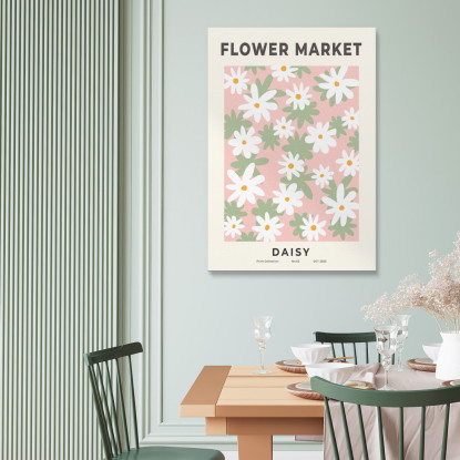 Quadro Boho Chic Minimal Mercato Dei Fiori Margherite Astratto  bho12 quadro stampato su tela