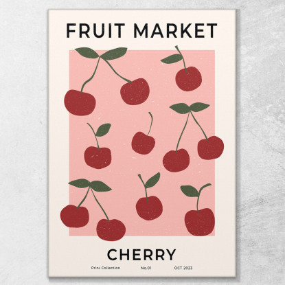 Quadro Boho Chic Minimal Mercato Della Frutta Ortofrutticolo Ciliegie Rosse  bho14 quadro stampato su tela