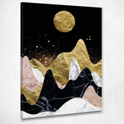 Quadro Boho Chic Minimal Montagne Di Marmo Con Luna Dorata  bho18 quadro stampato su tela