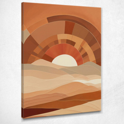 Quadro Boho Chic Minimal Paesaggio Astratto Sorgere Del Sole Sulle Colline  bho22 quadro stampato su tela