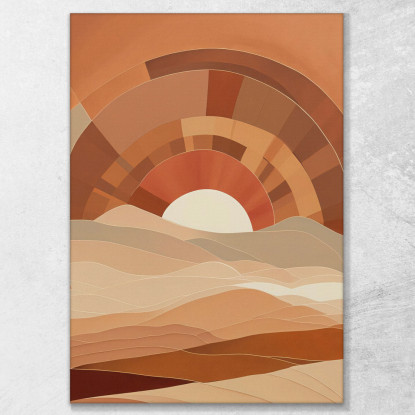 Quadro Boho Chic Minimal Paesaggio Astratto Sorgere Del Sole Sulle Colline  bho22 quadro stampato su tela