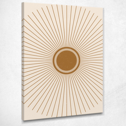 Quadro Boho Chic Minimal Raggi Del Sole Dorati Su Sfondo Beige  bho29 quadro stampato su tela