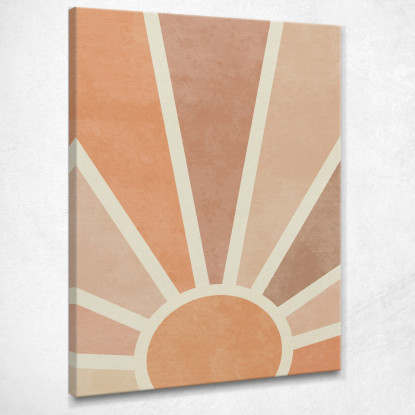 Quadro Boho Chic Minimal Sole Astratto Al Tramonto Geometrico Arancione E Beige  bho33 quadro stampato su tela