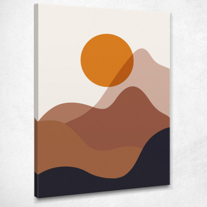 Quadro Boho Chic Minimal Tramonto Moderno Su Montagne Marroni  bho38 quadro stampato su tela