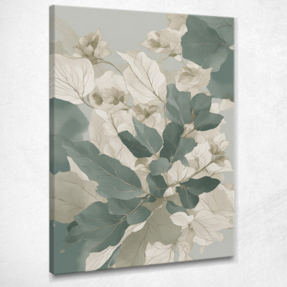 Quadro Botanico Moderno Astratto Botanico Foglie In Verde E Bianco  btn2 quadro stampato su tela