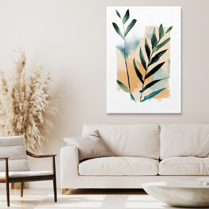 Quadro Botanico Moderno Astrazione Minimalista Di Fronde Di Palma Verdi  btn3 quadro stampato su tela