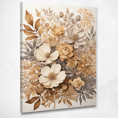 Quadro Botanico Moderno Composizione Botanica Sfumature Di Beige E Marrone  btn5 quadro stampato su tela