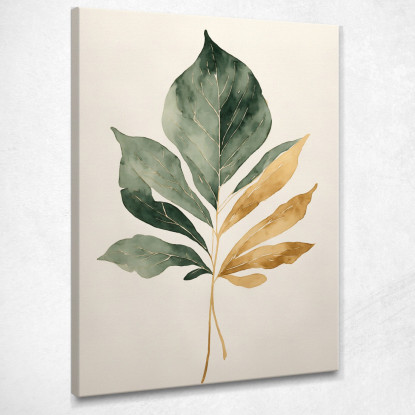 Quadro Botanico Moderno Elegante Foglia Minimalista Verde E Oro  btn11 quadro stampato su tela