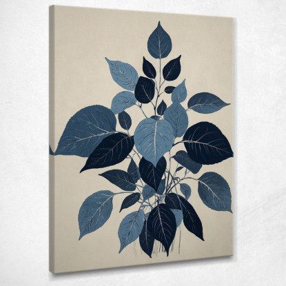 Quadro Botanico Moderno Eleganti Foglie Minimaliste Blu  btn13 quadro stampato su tela