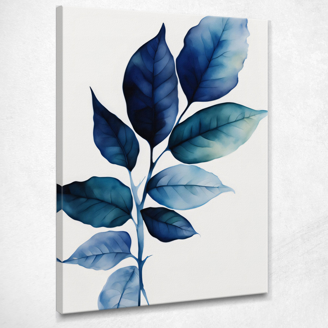 Quadro Botanico Moderno Foglie Blu Sfumature Acquatiche  btn19 quadro stampato su tela