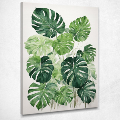 Quadro Botanico Moderno Foglie Di Monstera Acquerello Minimalista  btn20 quadro stampato su tela