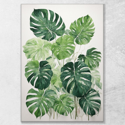 Quadro Botanico Moderno Foglie Di Monstera Acquerello Minimalista  btn20 quadro stampato su tela