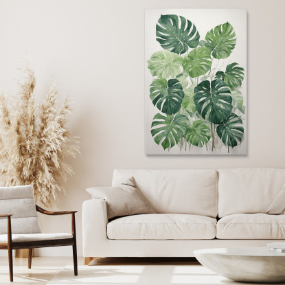 Quadro Botanico Moderno Foglie Di Monstera Acquerello Minimalista  btn20 quadro stampato su tela