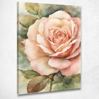 Quadro Botanico Moderno Incanto Floreale Rosa In Piena Fioritura  btn34 quadro stampato su tela